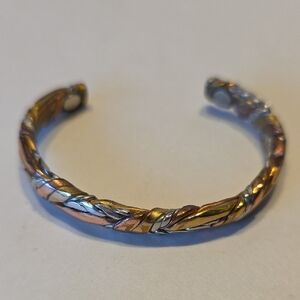 Copper & Silver Magnetic cuff bracelet by Sergio Lub 2.5 Inches Fits 8" Wrist